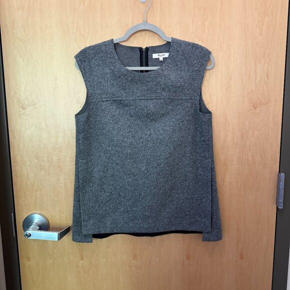 Madewell charcoal gray sleeveless wool tunic top with zipper detail – Women’s S - Picture 1 of 5